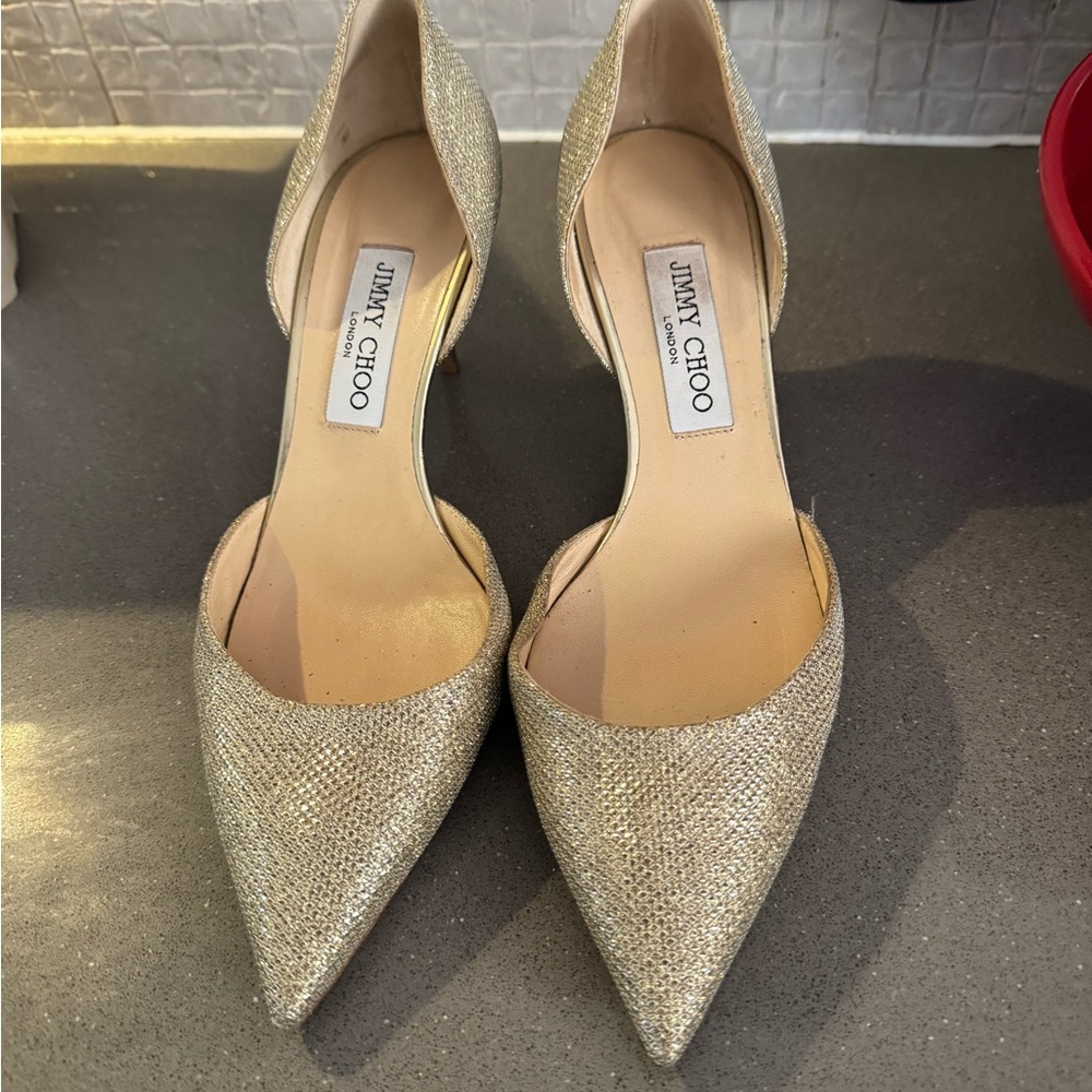 Jimmy Choo Gold Glitter Heels